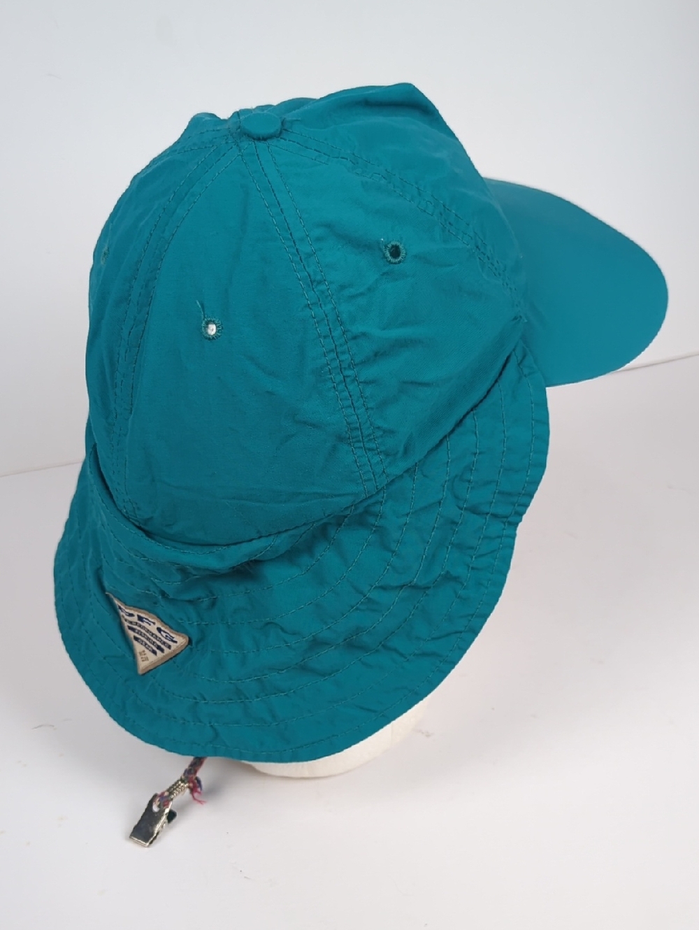 COLUMBIA PFG Teal Fishing Hat Long Bill Neck Cover Nylon